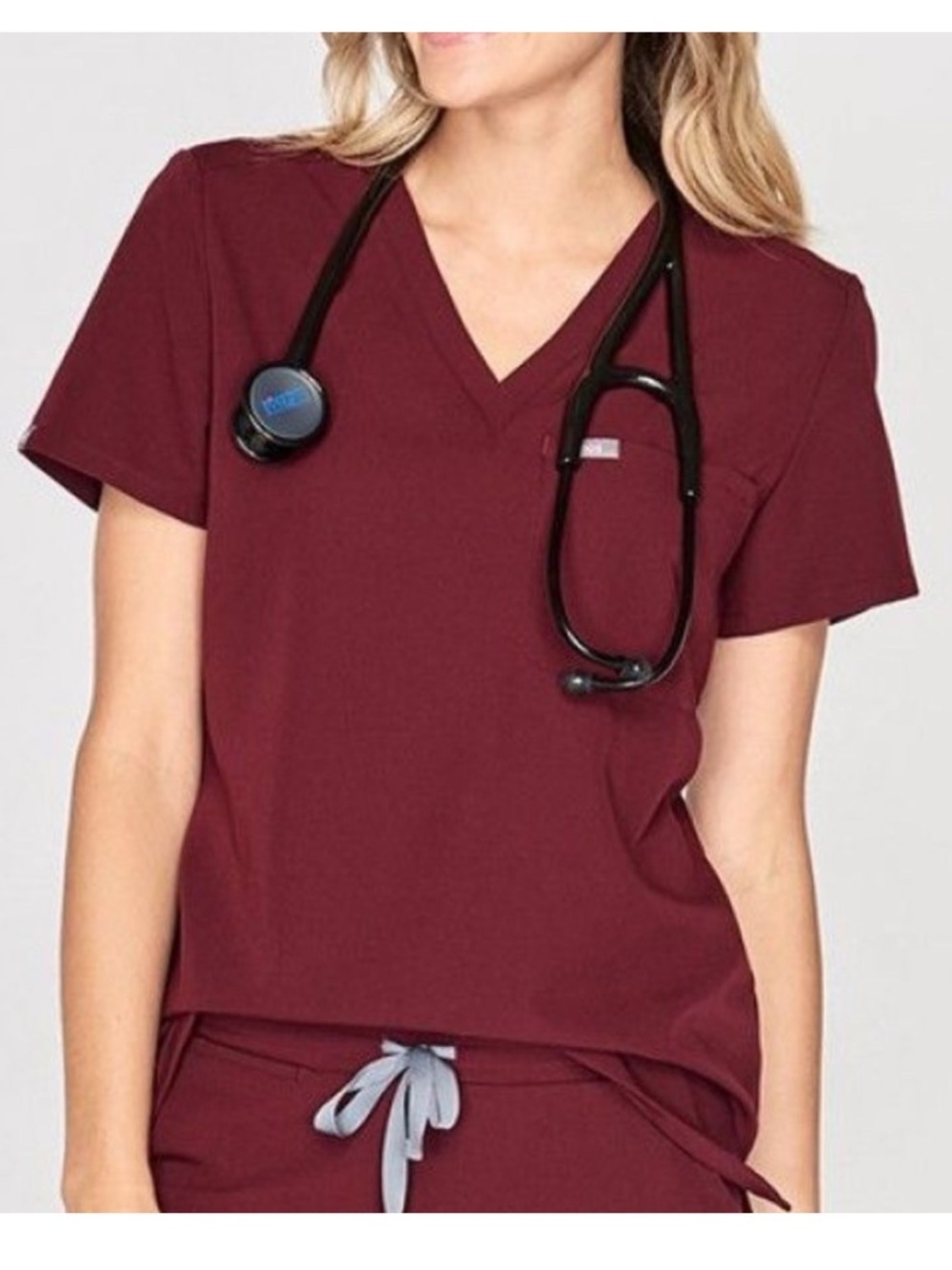 FIGS Catarina One Pocket Burgundy Scrub Top Size XXL